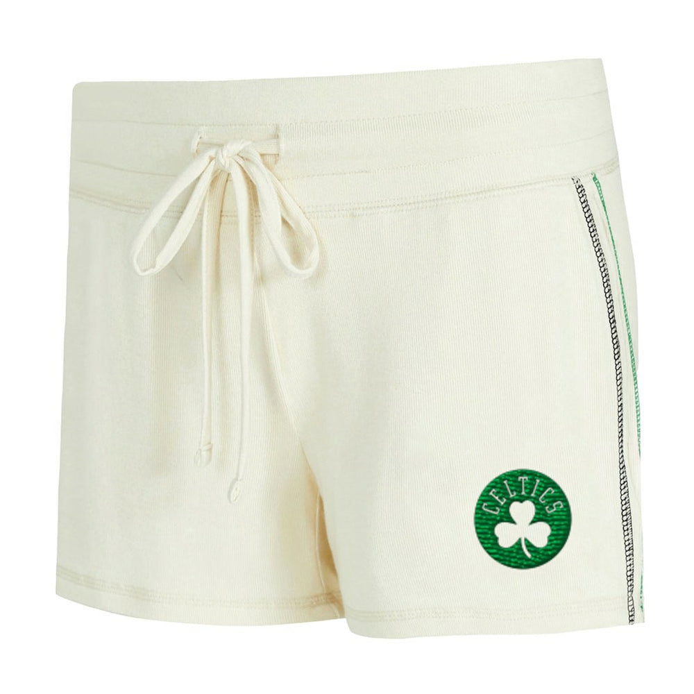 NBA - Boston Celtics Concepts Sport Women's Kaki Hacci Knit Long Sleeve Top & Shorts Set - Cream