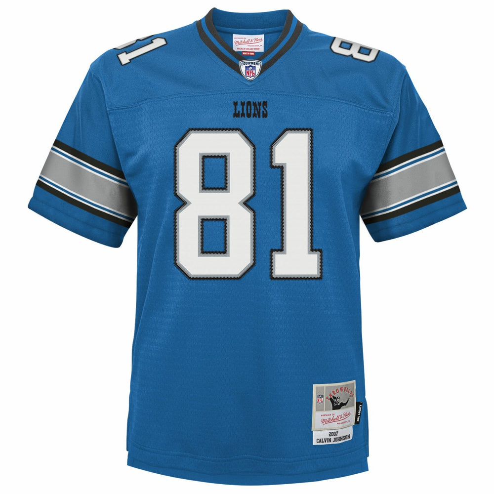 Calvin Johnson Detroit Lions Youth Legacy Replica Jersey Blue - Mitchell & Ness