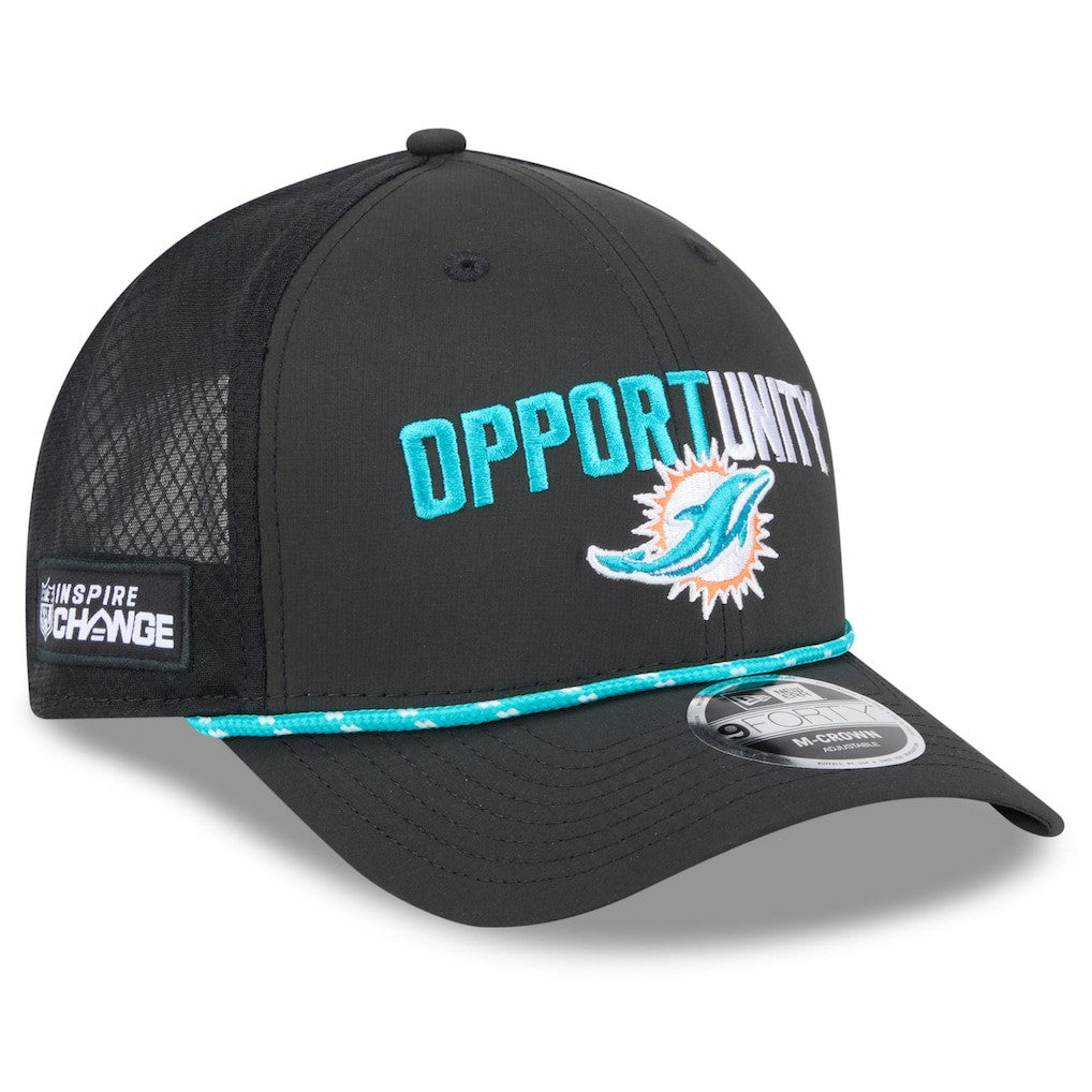 Miami Dolphins New Era 2025 Inspire Change 9FORTY M-Crown Adjustable Hat Black - NFL