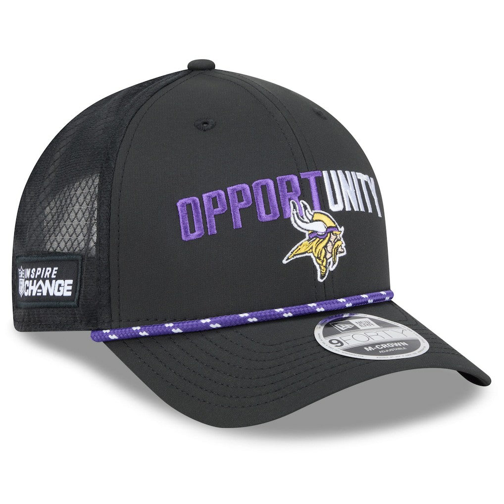 Minnesota Vikings New Era 2025 Inspire Change 9FORTY M-Crown Adjustable Hat Black - NFL