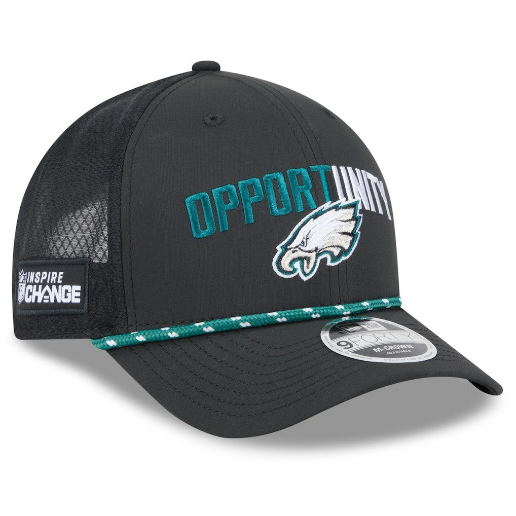 Philadelphia Eagles New Era 2025 Inspire Change 9FORTY M-Crown Adjustable Hat Black - NFL