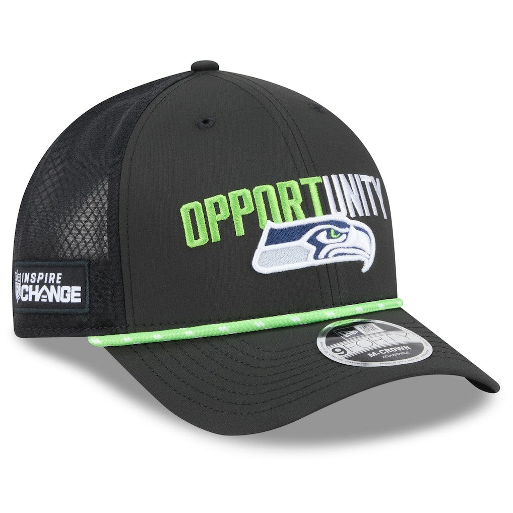 Seattle Seahawks New Era 2025 Inspire Change 9FORTY M-Crown Adjustable Hat Black - NFL