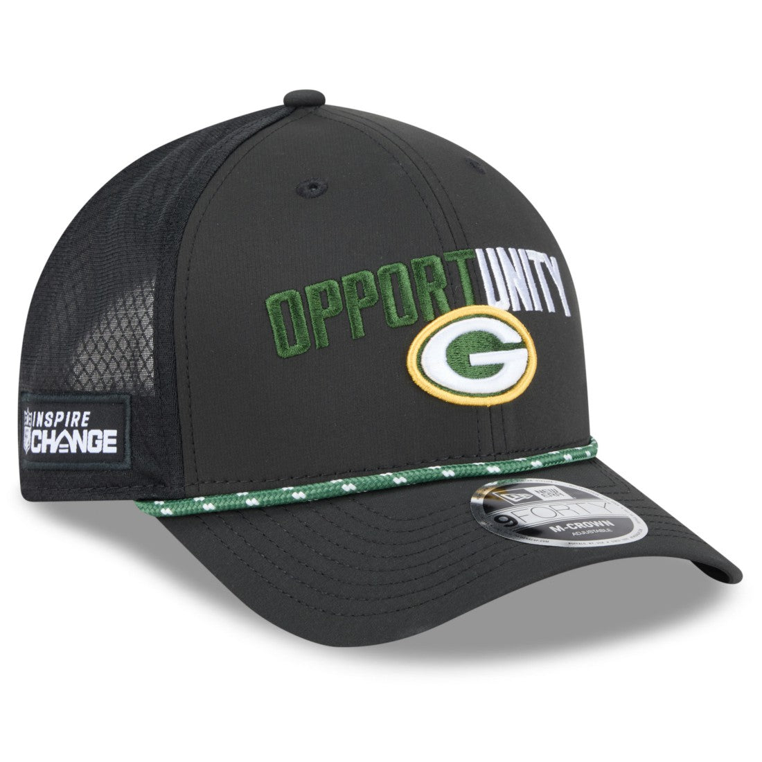 Green Bay Packers New Era 2025 Inspire Change 9FORTY M-Crown Adjustable Hat Black - NFL