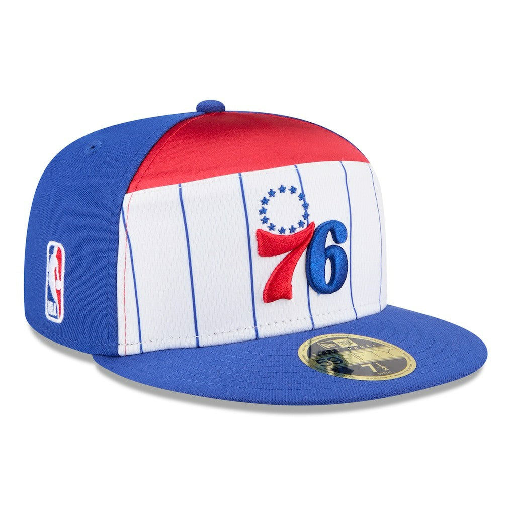 New Era - Philadelphia 76ers 2025 NBA Tip Off Split Panel 59FIFTY Fitted Hat - White/Royal