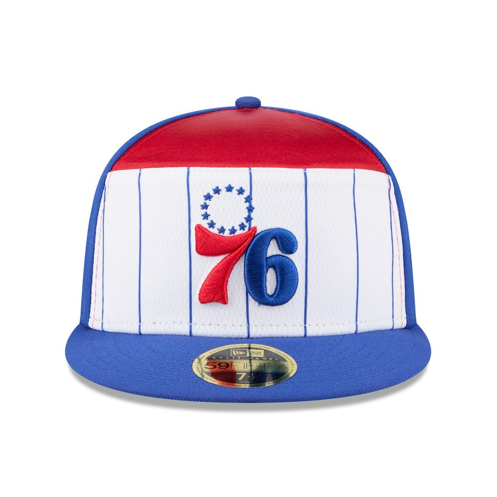 New Era - Philadelphia 76ers 2025 NBA Tip Off Split Panel 59FIFTY Fitted Hat - White/Royal