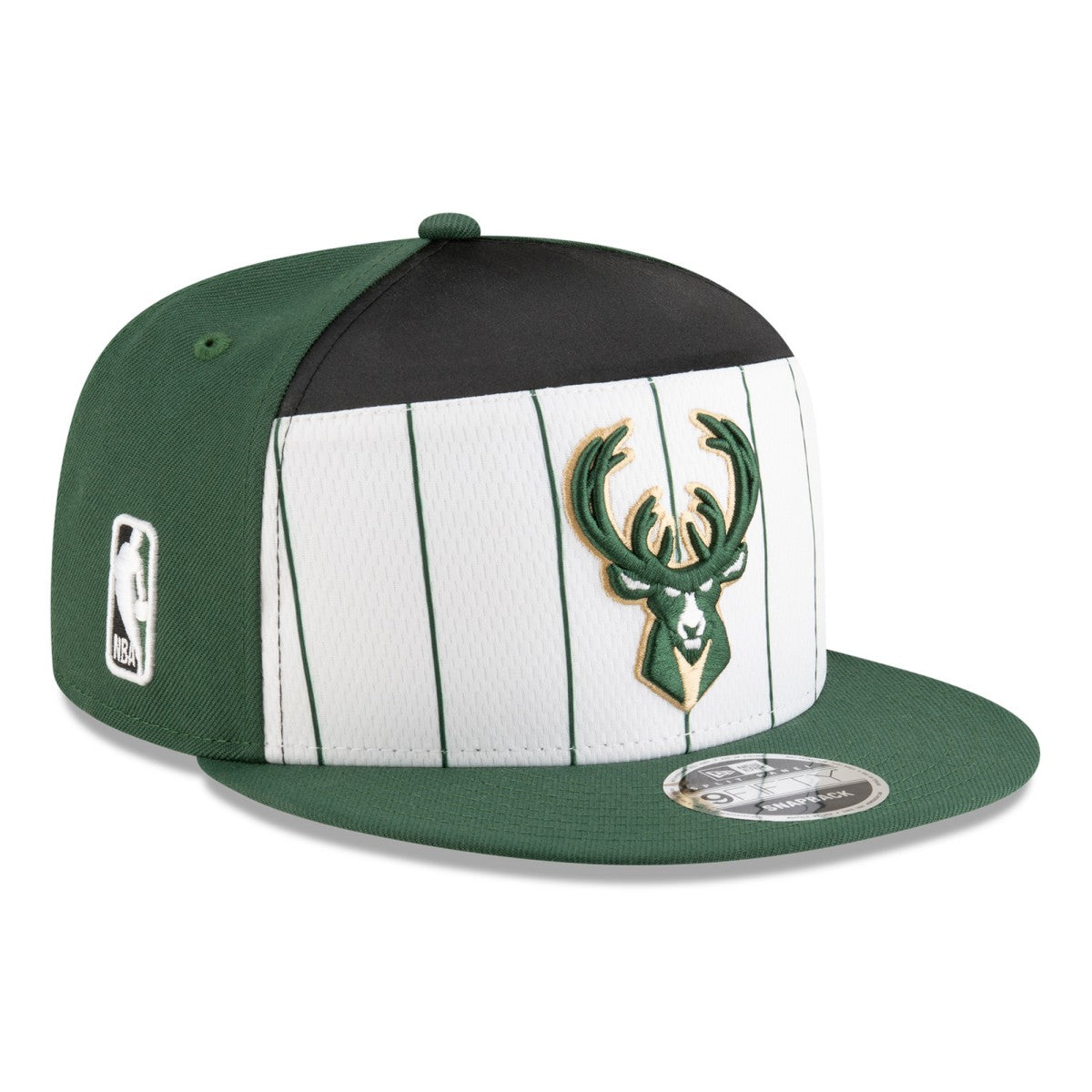 New Era - Milwaukee Bucks 2025 NBA Tip Off Split Panel 9FIFTY Snapback Hat - White/Hunter Green