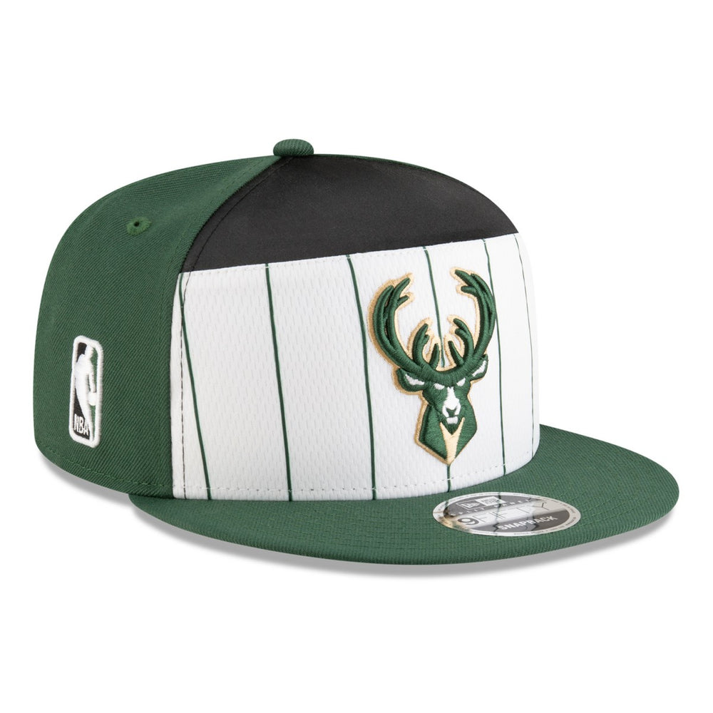 New Era - Milwaukee Bucks 2025 NBA Tip Off Split Panel 9FIFTY Snapback Hat - White/Hunter Green
