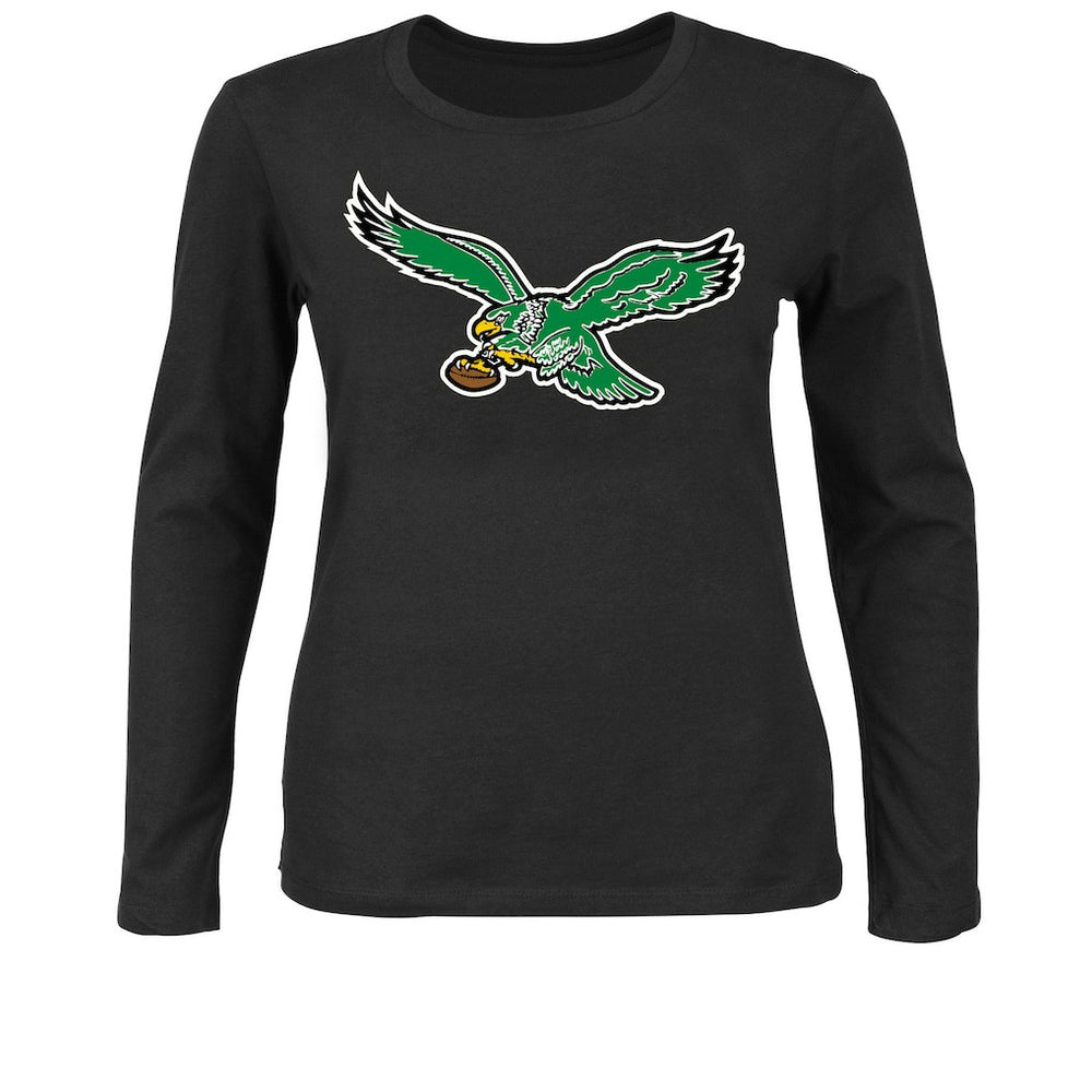 Philadelphia Eagles Women's Plus Size Scoop Neck Long Sleeve T-Shirt Black - Fanatics