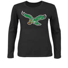 Philadelphia Eagles Women's Plus Size Scoop Neck Long Sleeve T-Shirt Black - Fanatics