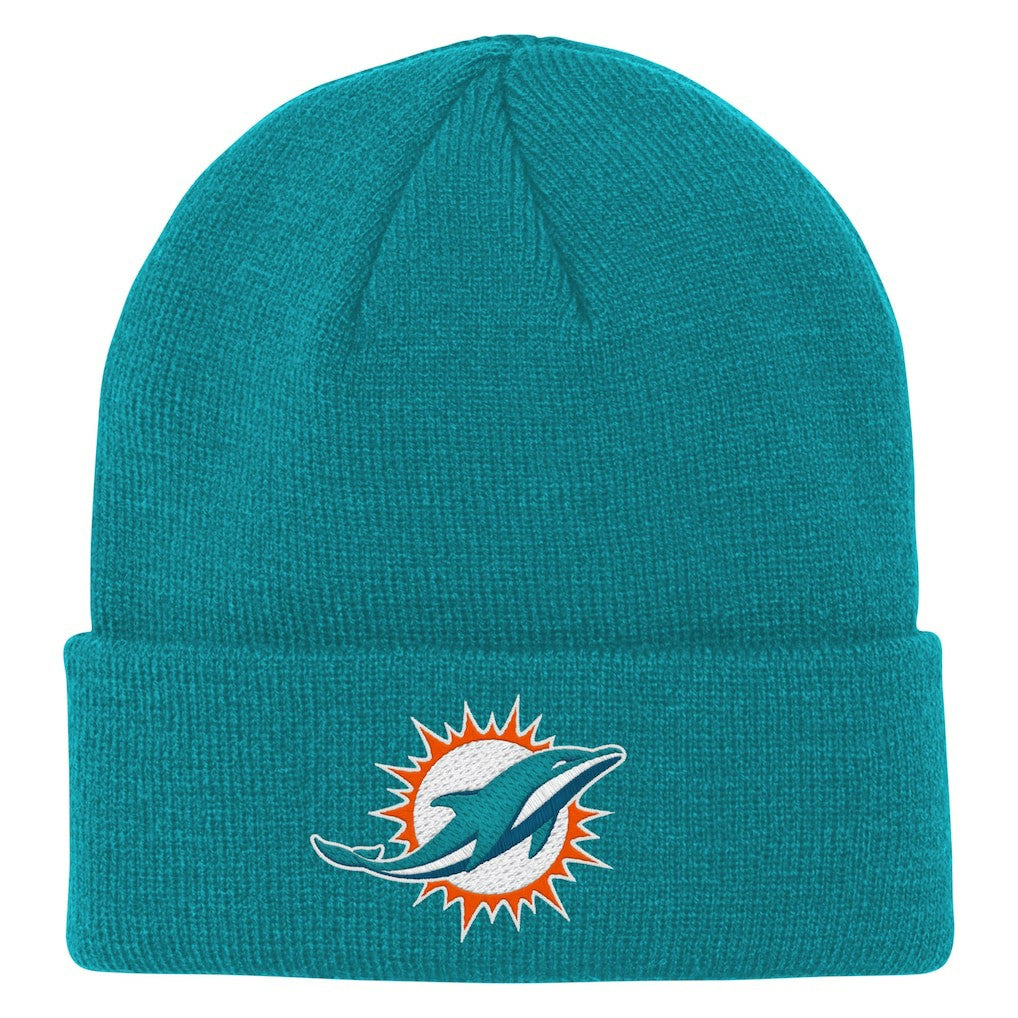 Miami Dolphins Outerstuff Youth Team Gradient Cuffed Knit Hat Aqua - NFL