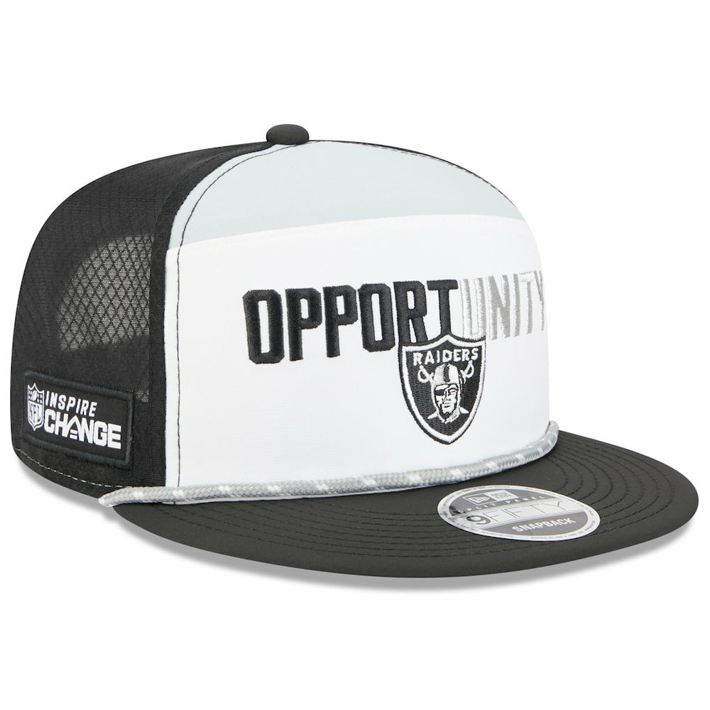 Las Vegas Raiders New Era 2025 Inspire Change Split Panel 9FIFTY Snapback Hat White/Black - NFL
