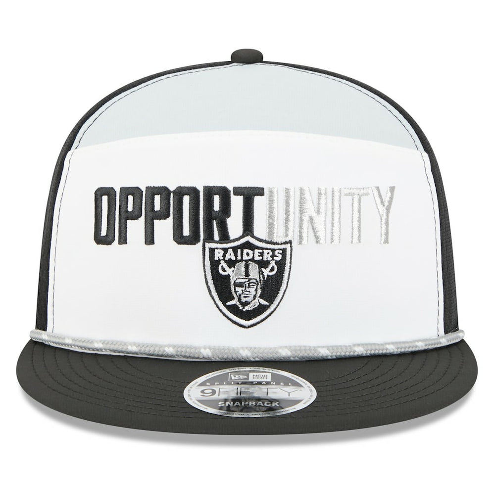Las Vegas Raiders New Era 2025 Inspire Change Split Panel 9FIFTY Snapback Hat White/Black - NFL