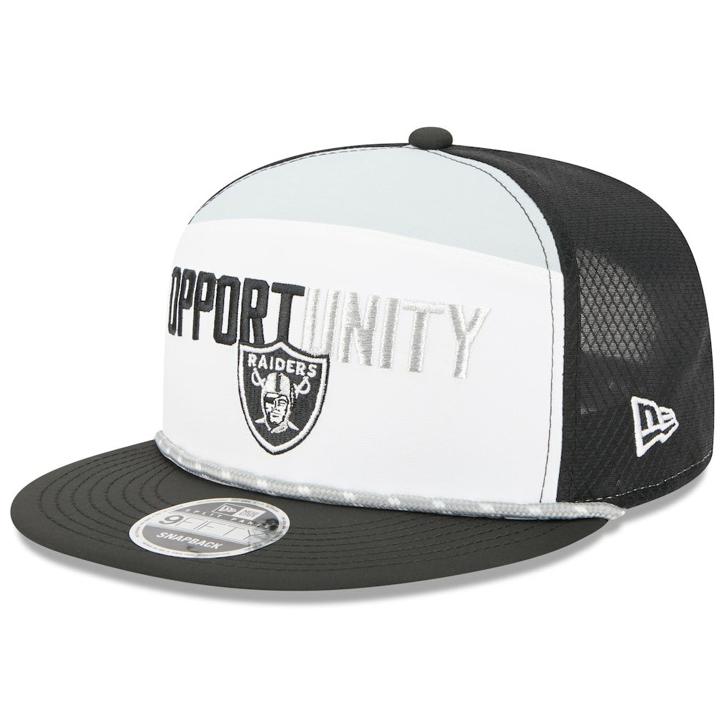 Las Vegas Raiders New Era 2025 Inspire Change Split Panel 9FIFTY Snapback Hat White/Black - NFL