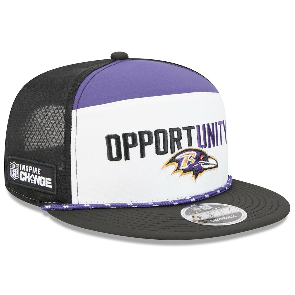 Baltimore Ravens New Era 2025 Inspire Change Split Panel 9FIFTY Snapback Hat White/Black - NFL