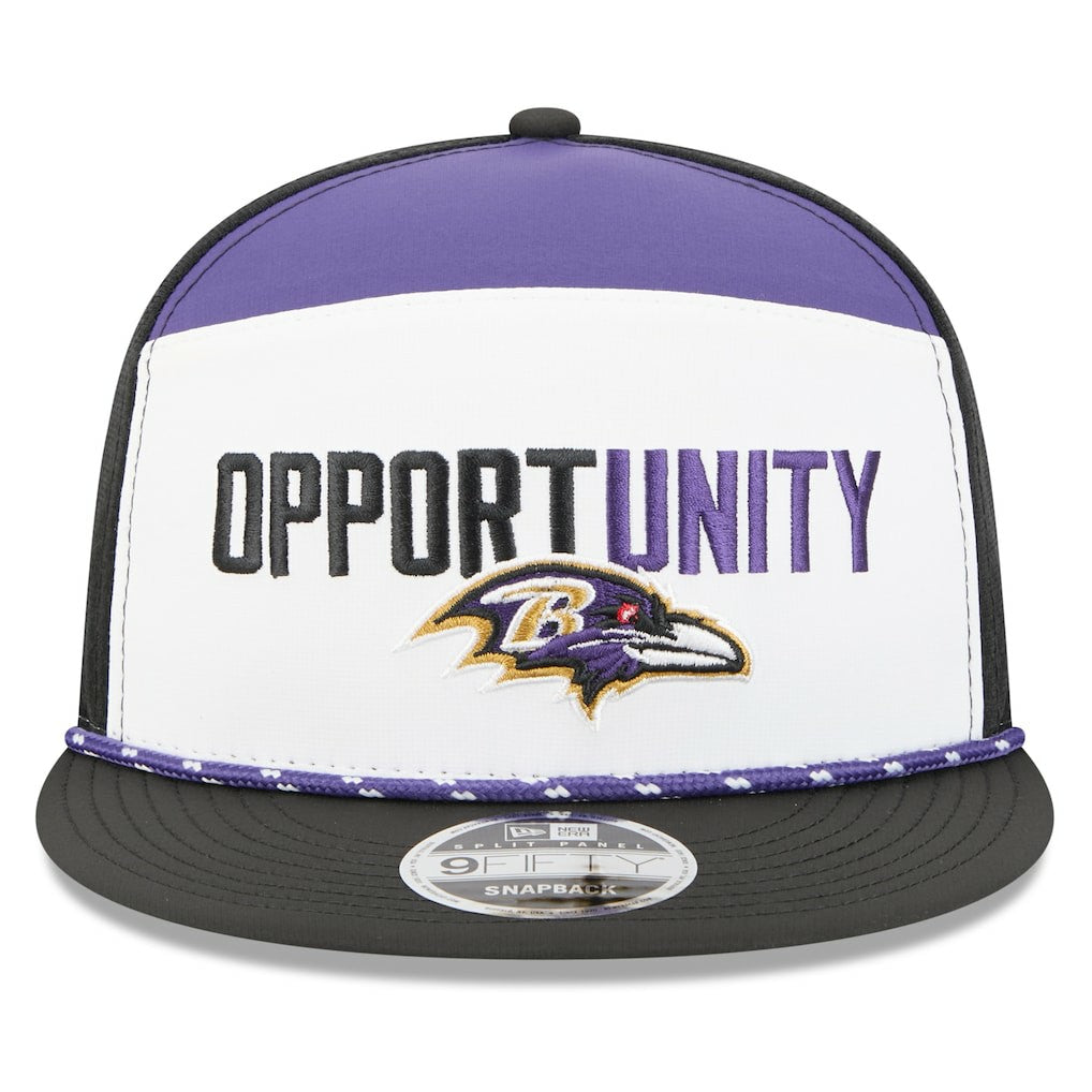 Baltimore Ravens New Era 2025 Inspire Change Split Panel 9FIFTY Snapback Hat White/Black - NFL