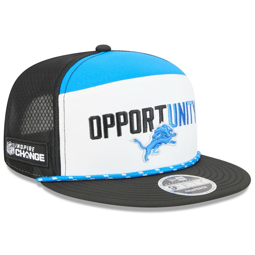 Detroit Lions New Era 2025 Inspire Change Split Panel 9FIFTY Snapback Hat White/Black - NFL