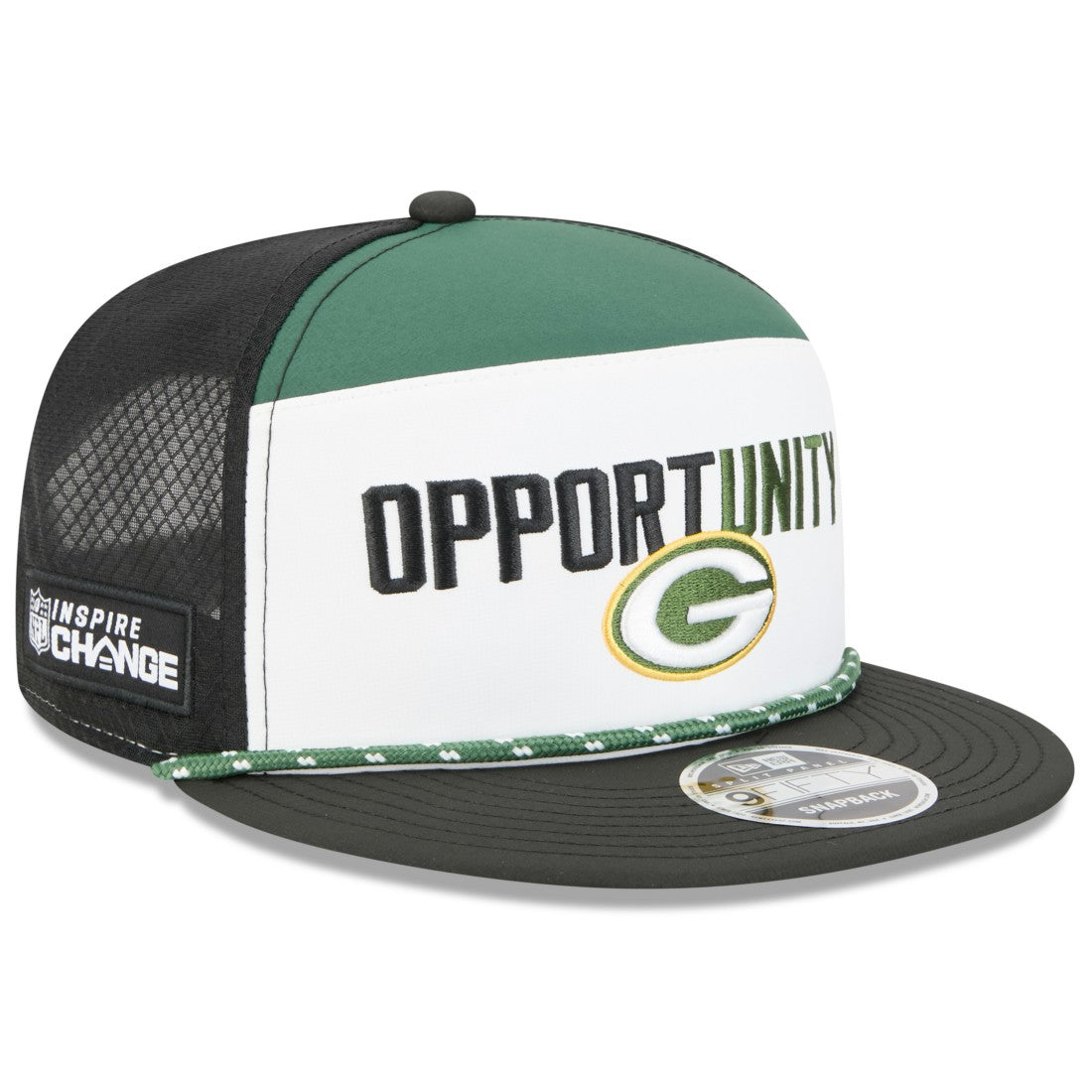 Green Bay Packers New Era 2025 Inspire Change Split Panel 9FIFTY Snapback Hat White/Black - NFL