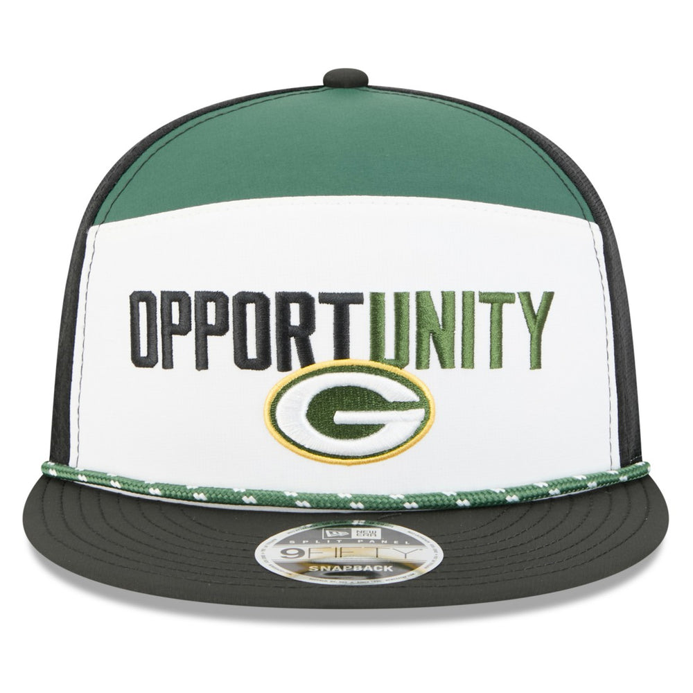 Green Bay Packers New Era 2025 Inspire Change Split Panel 9FIFTY Snapback Hat White/Black - NFL
