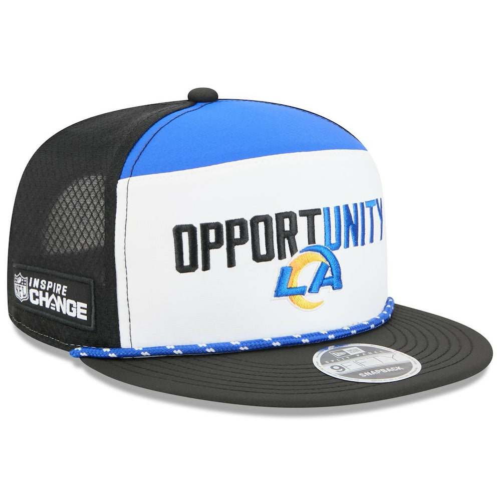 Los Angeles Rams New Era 2025 Inspire Change Split Panel 9FIFTY Snapback Hat White/Black - NFL