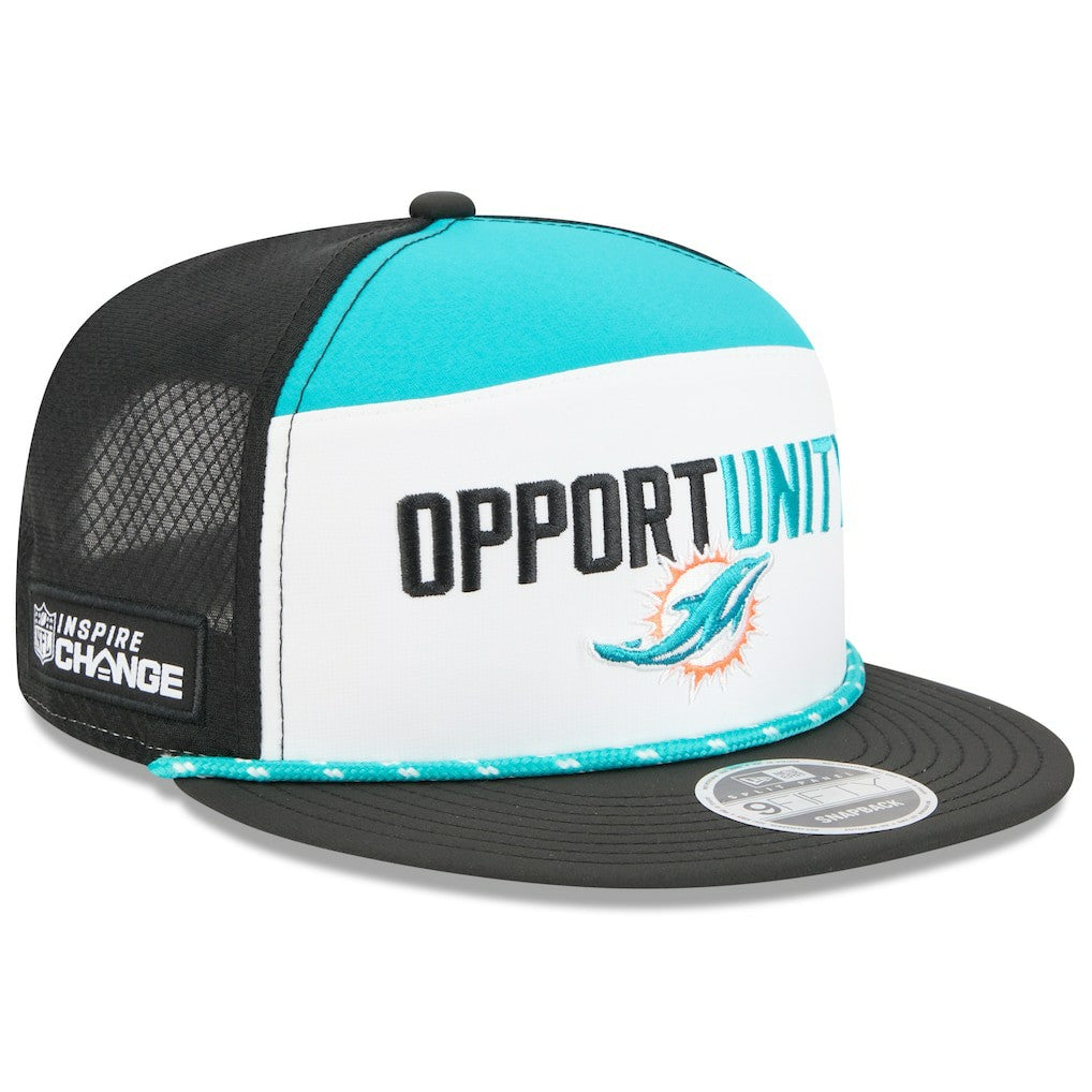 Miami Dolphins New Era 2025 Inspire Change Split Panel 9FIFTY Snapback Hat White/Black - NFL
