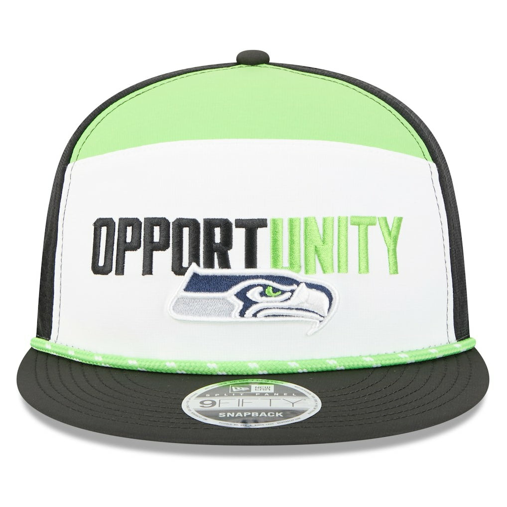 Seattle Seahawks New Era 2025 Inspire Change Split Panel 9FIFTY Snapback Hat White/Black - NFL