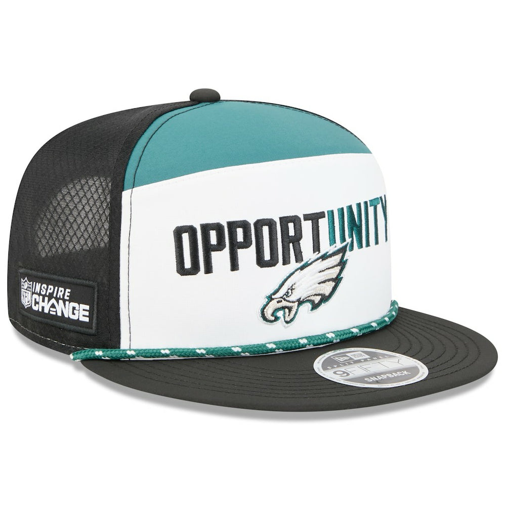 Philadelphia Eagles New Era 2025 Inspire Change Split Panel 9FIFTY Snapback Hat White/Black - NFL