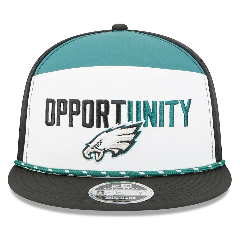 Philadelphia Eagles New Era 2025 Inspire Change Split Panel 9FIFTY Snapback Hat White/Black - NFL
