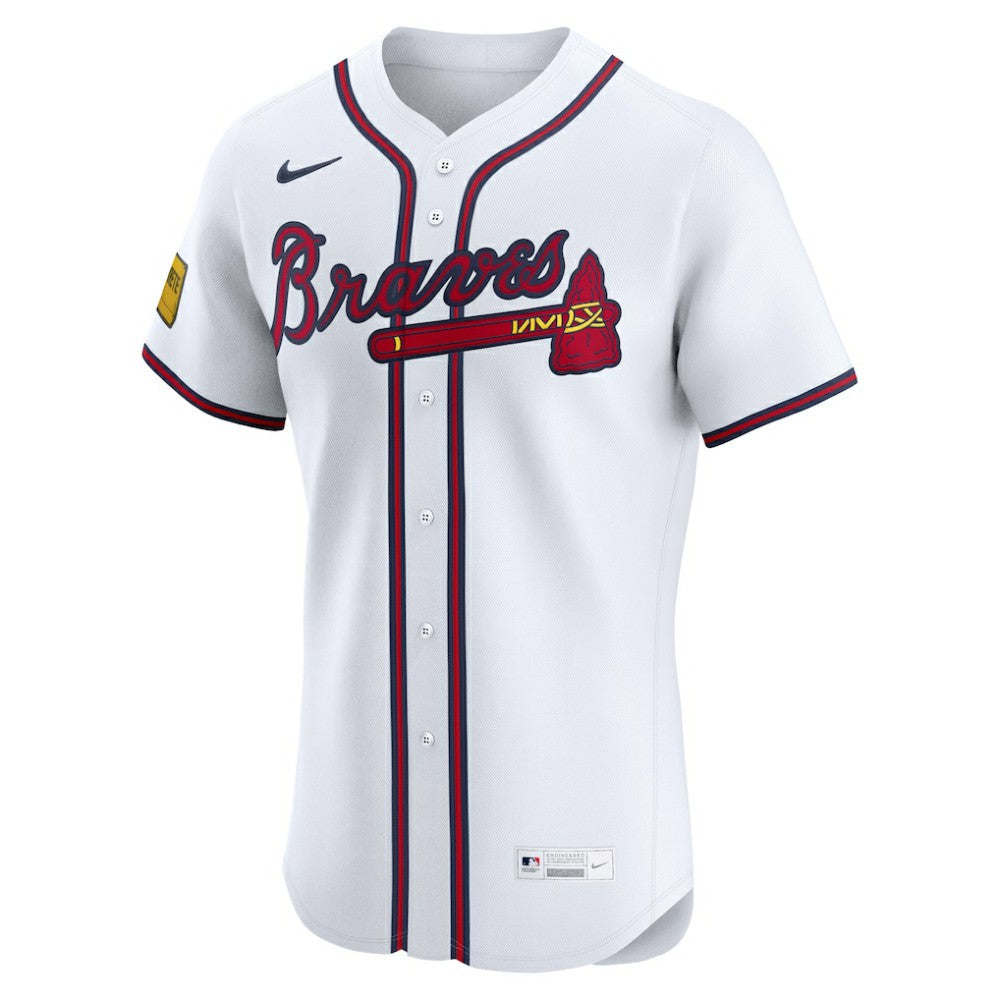 Atlanta Braves Nike Home Elite Sponsor Patch Custom Jersey Near Me