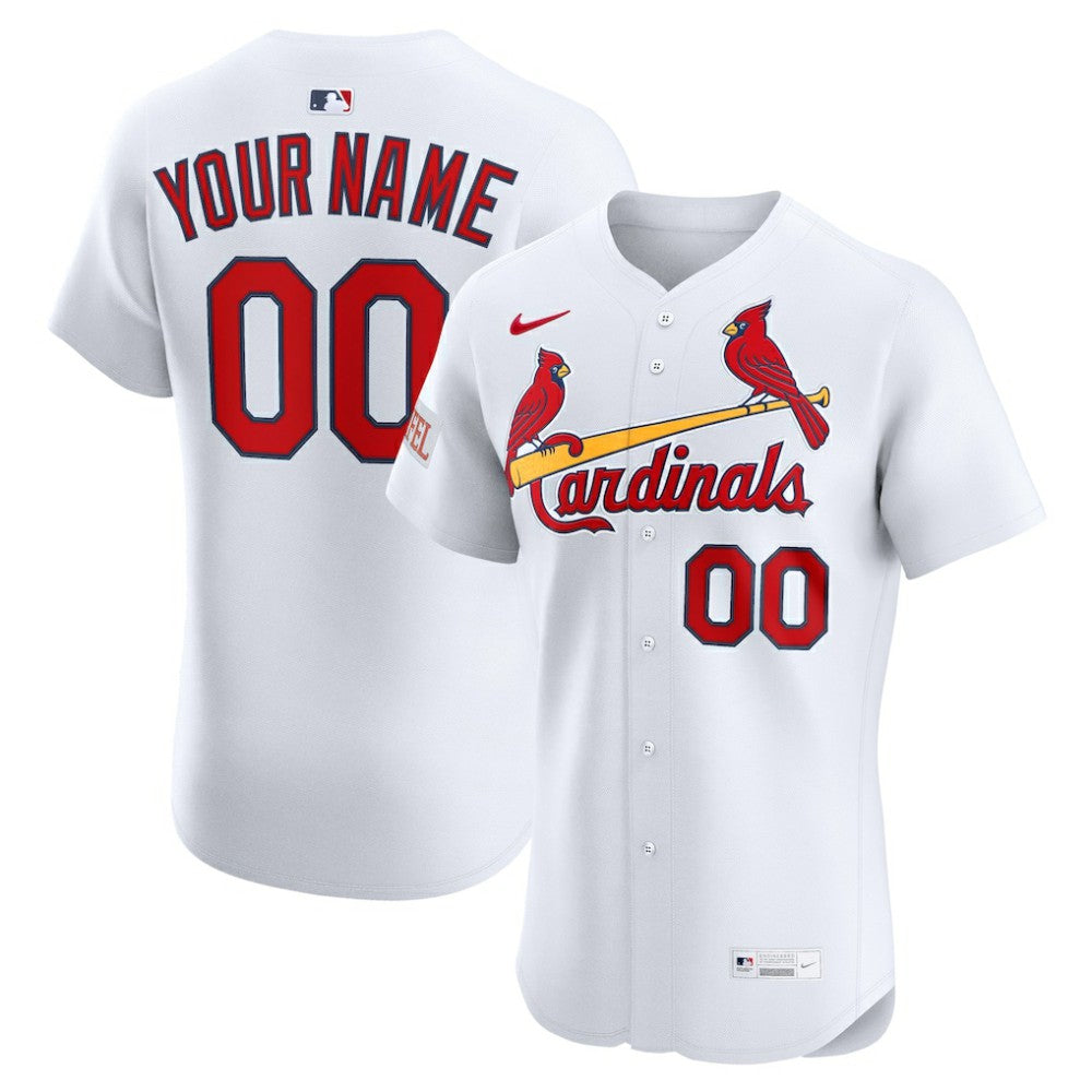St. Louis Cardinals Nike Home Elite Sponsor Patch Custom Jersey - White | MLB Jerseys