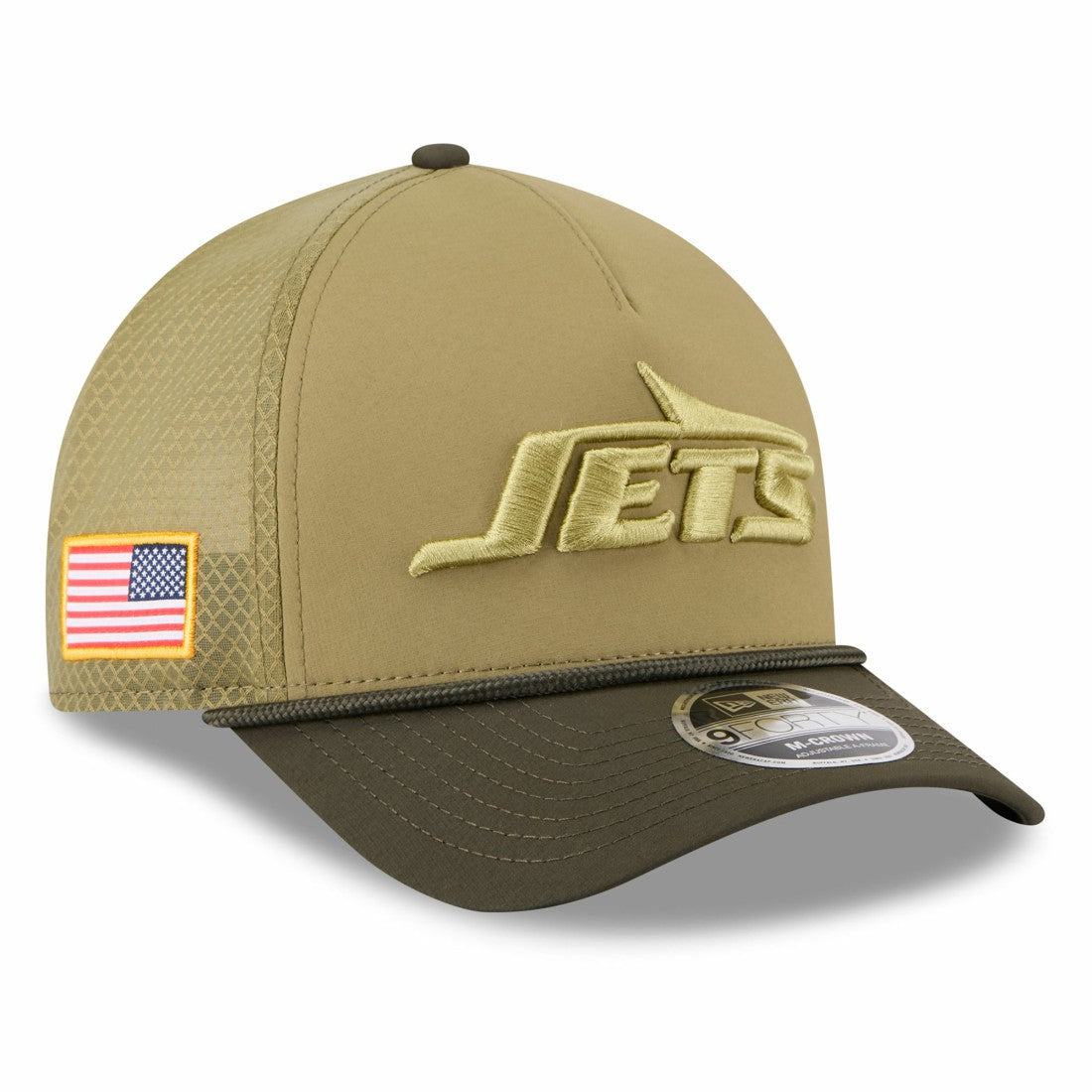 New York Jets New Era 2025 Salute to Service 9FORTY A-Frame M-Crown Adjustable Hat Green - NFL
