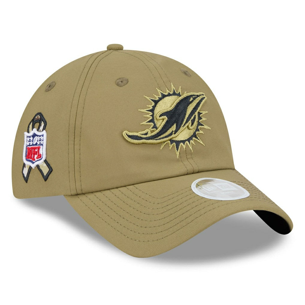 Miami Dolphins New Era Women's 2025 Salute to Service Pony Tail Adjustable Hat Green - NFL