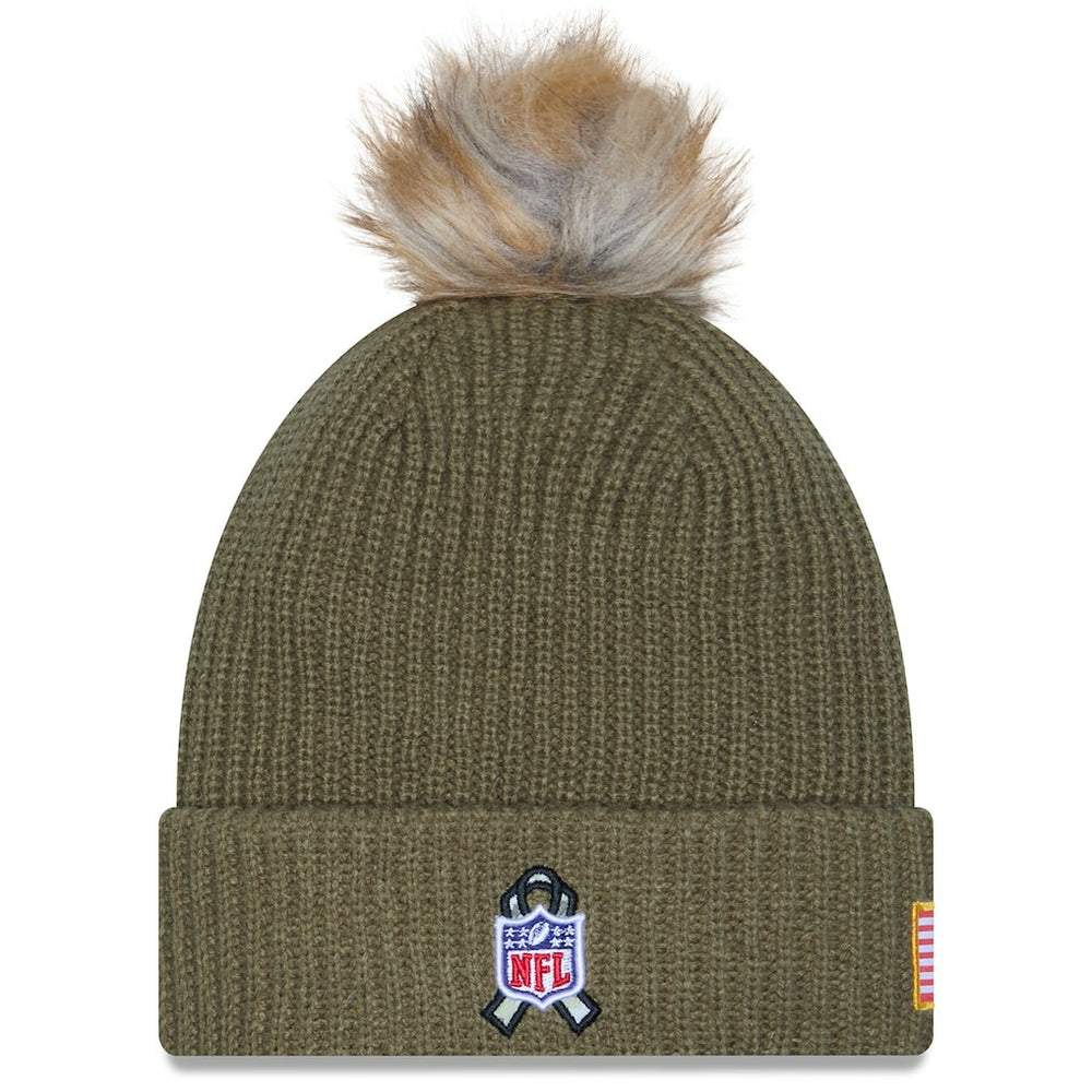 Las Vegas Raiders New Era Women's 2025 Salute to Service Cuffed Knit Hat with Pom Dark Green - NFL