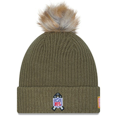 Las Vegas Raiders New Era Women's 2025 Salute to Service Cuffed Knit Hat with Pom Dark Green - NFL