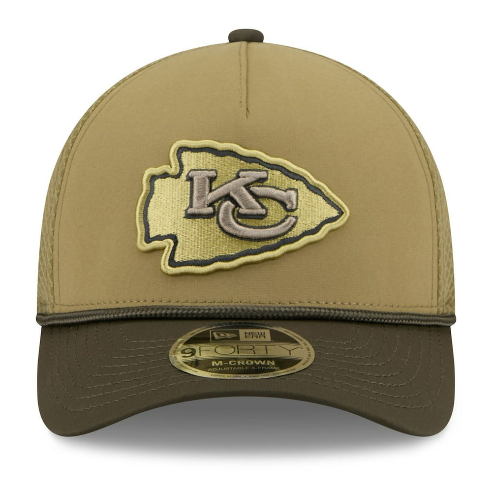 Kansas City Chiefs New Era Youth 2025 Salute to Service 9FORTY A-Frame Adjustable Hat Green/Dark Green - NFL
