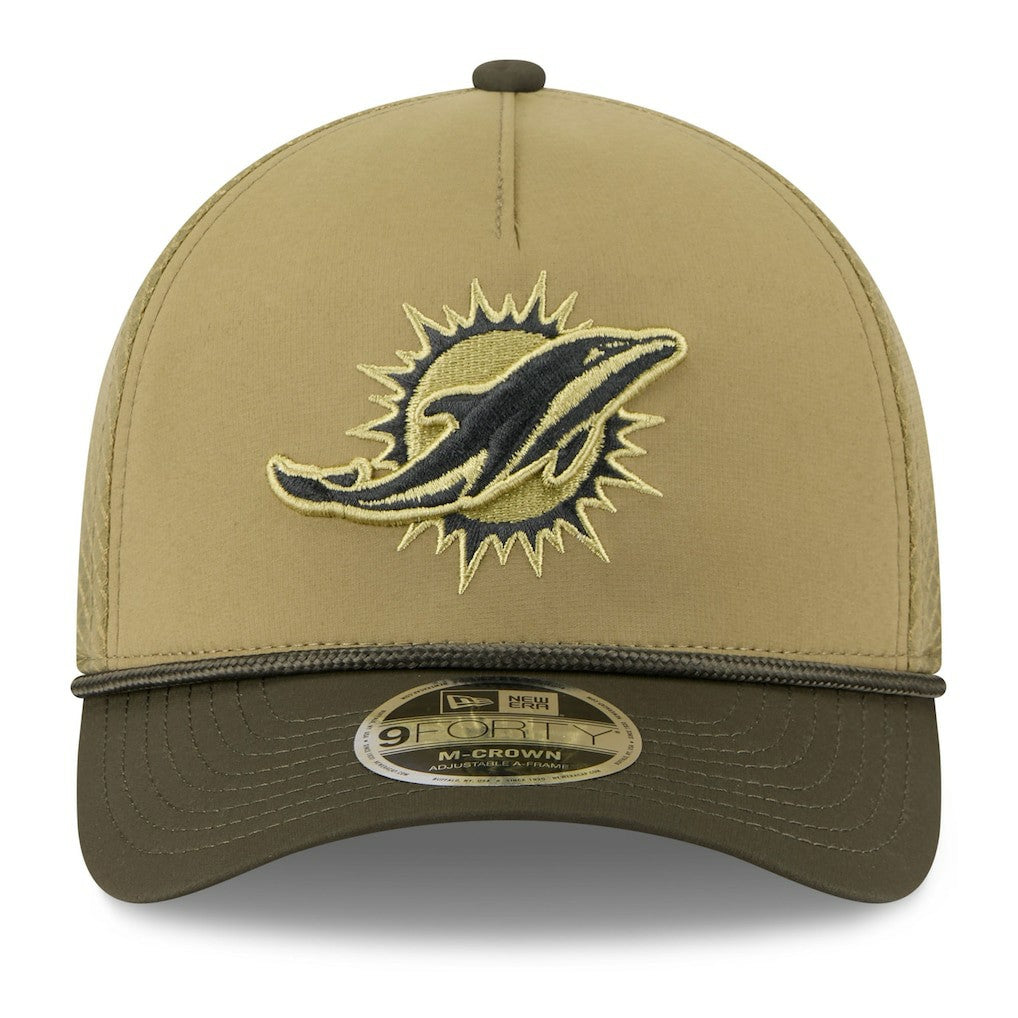 Miami Dolphins New Era Youth 2025 Salute to Service 9FORTY A-Frame Adjustable Hat Green/Dark Green - NFL