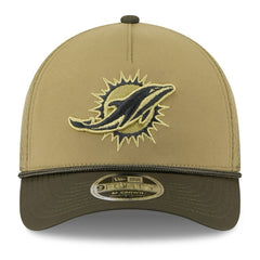 Miami Dolphins New Era Youth 2025 Salute to Service 9FORTY A-Frame Adjustable Hat Green/Dark Green - NFL