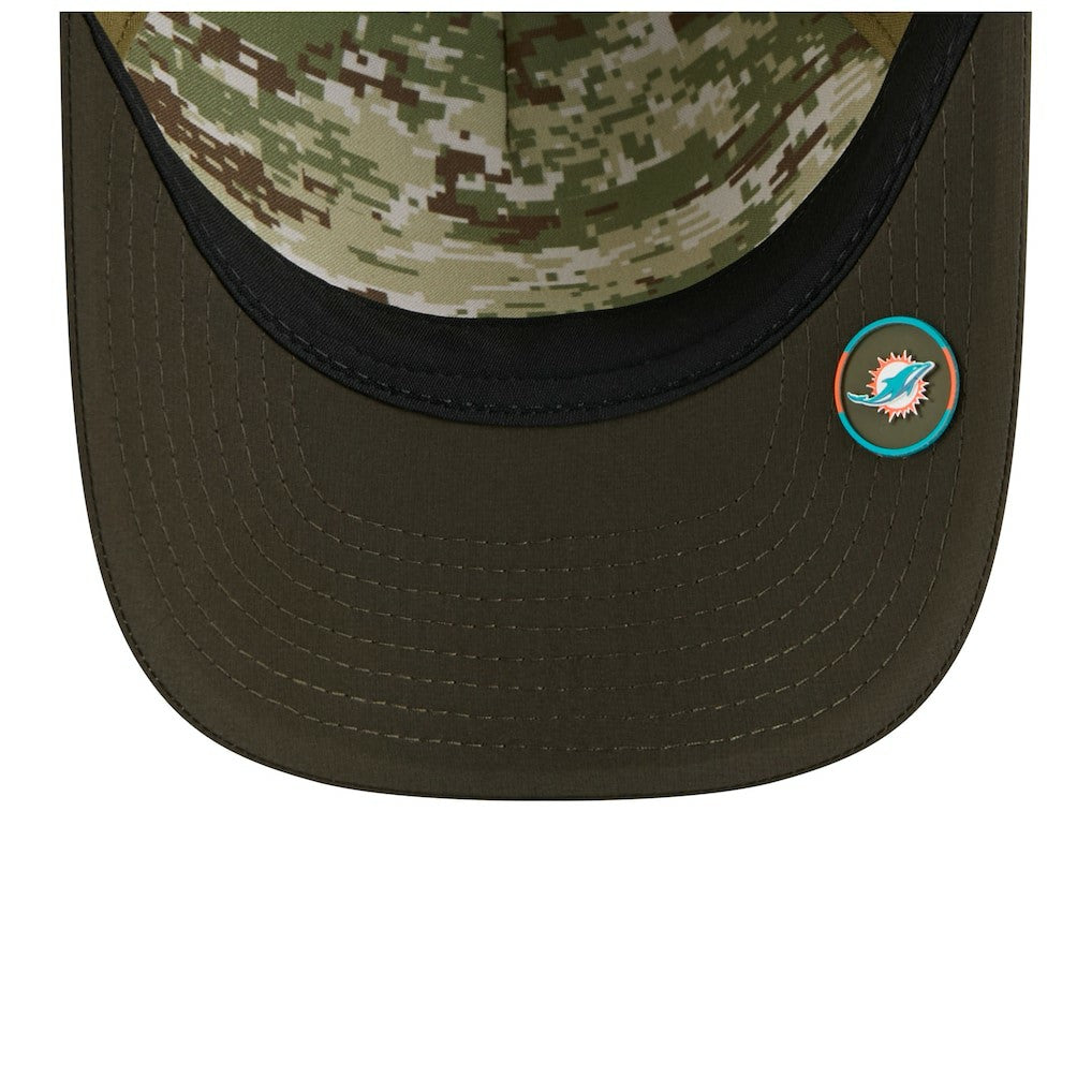 Miami Dolphins New Era Youth 2025 Salute to Service 9FORTY A-Frame Adjustable Hat Green/Dark Green - NFL