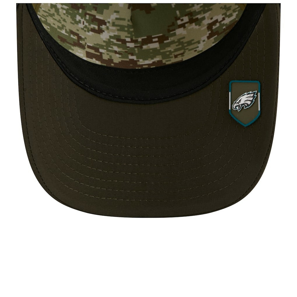 Philadelphia Eagles New Era Youth 2025 Salute to Service 9FORTY A-Frame Adjustable Hat Green/Dark Green - NFL
