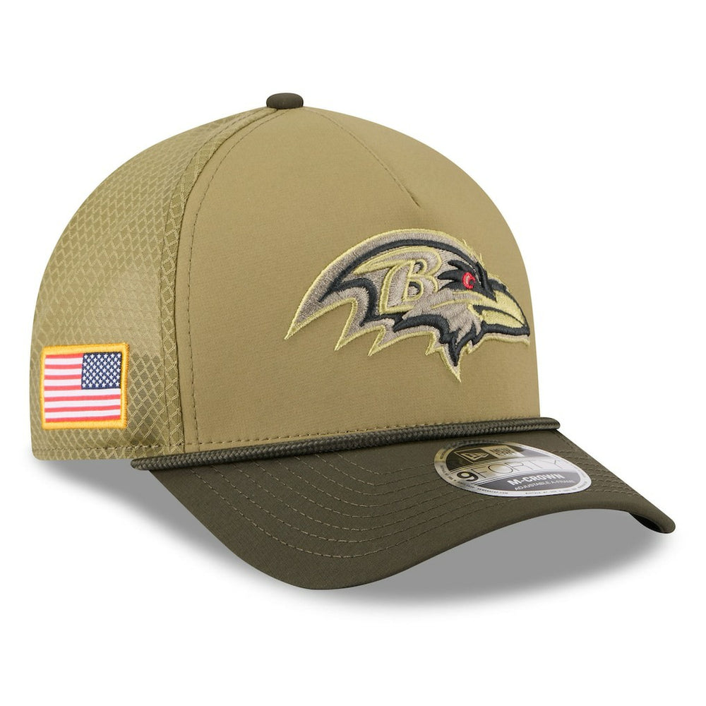 Baltimore Ravens New Era Youth 2025 Salute to Service 9FORTY A-Frame Adjustable Hat Green/Dark Green - NFL