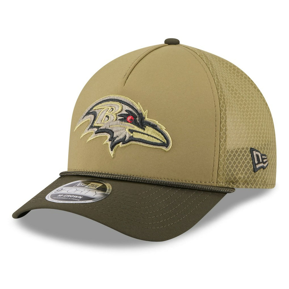 Baltimore Ravens New Era Youth 2025 Salute to Service 9FORTY A-Frame Adjustable Hat Green/Dark Green - NFL