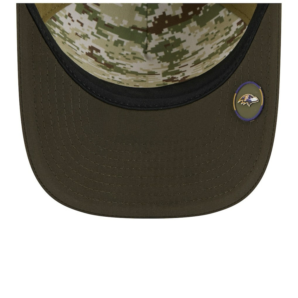 Baltimore Ravens New Era Youth 2025 Salute to Service 9FORTY A-Frame Adjustable Hat Green/Dark Green - NFL