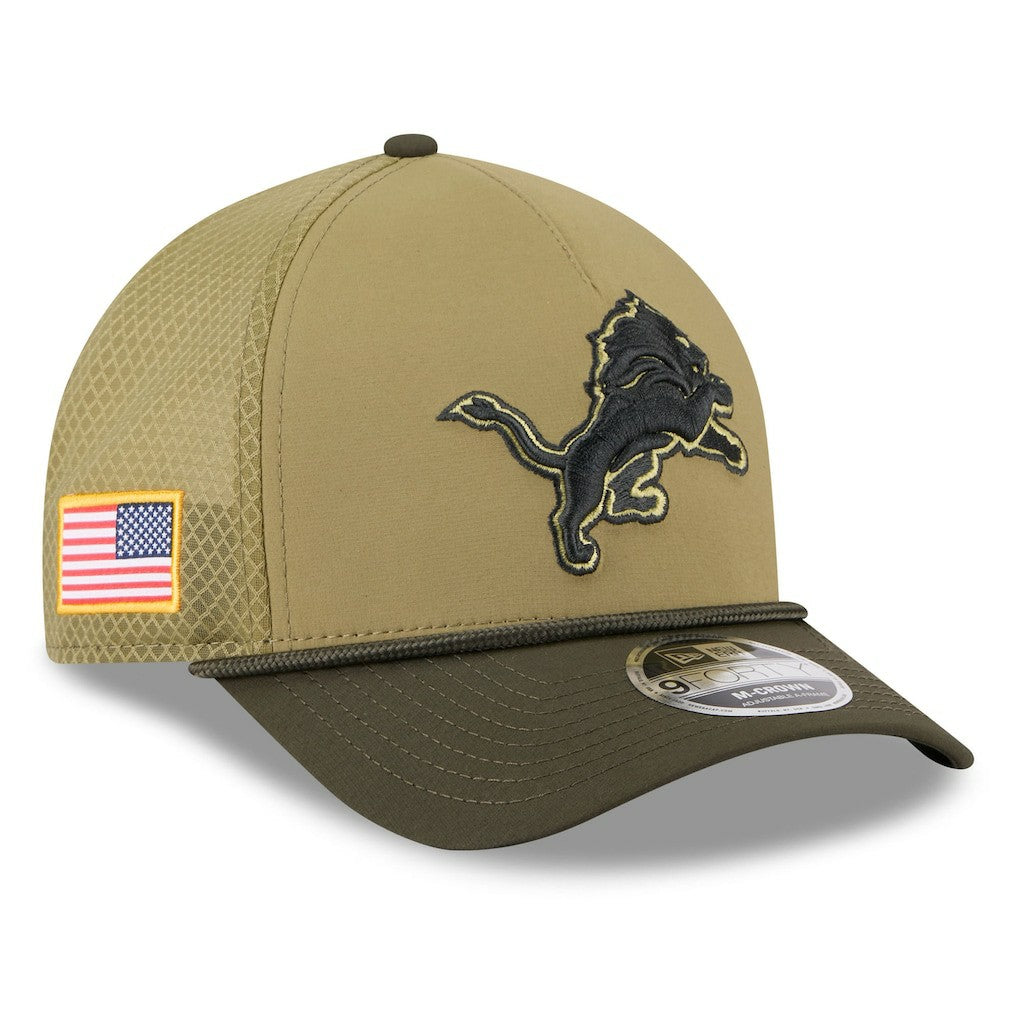 Detroit Lions New Era Youth 2025 Salute to Service 9FORTY A-Frame Adjustable Hat Green/Dark Green - NFL