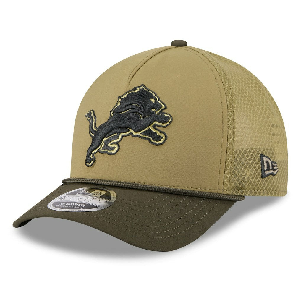 Detroit Lions New Era Youth 2025 Salute to Service 9FORTY A-Frame Adjustable Hat Green/Dark Green - NFL