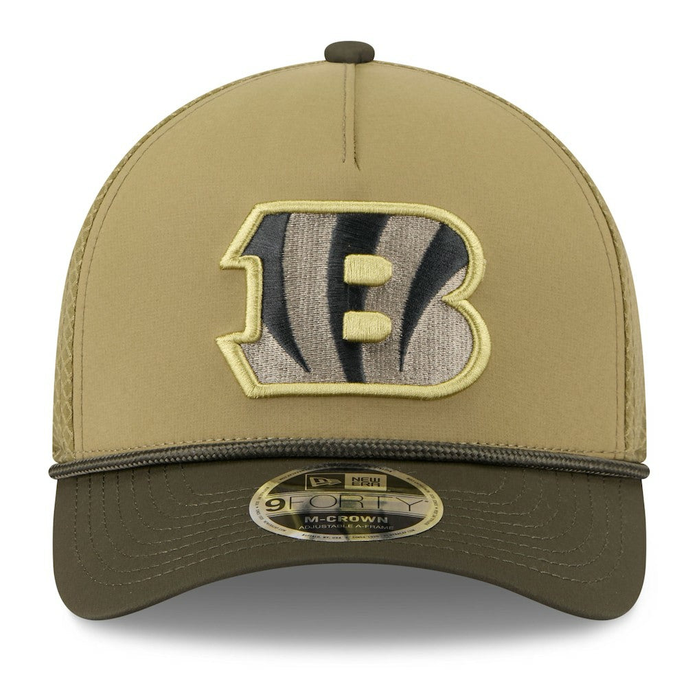 Cincinnati Bengals New Era Youth 2025 Salute to Service 9FORTY A-Frame Adjustable Hat Green/Dark Green - NFL