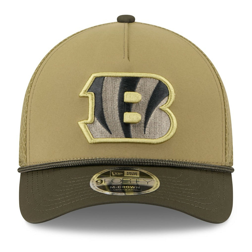 Cincinnati Bengals New Era Youth 2025 Salute to Service 9FORTY A-Frame Adjustable Hat Green/Dark Green - NFL