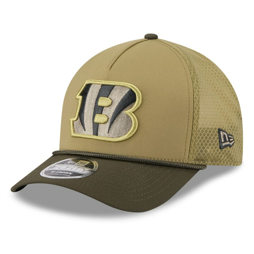 Cincinnati Bengals New Era Youth 2025 Salute to Service 9FORTY A-Frame Adjustable Hat Green/Dark Green - NFL