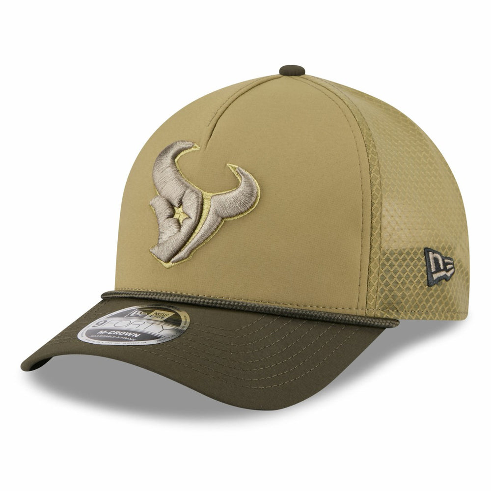 Houston Texans New Era Youth 2025 Salute to Service 9FORTY A-Frame Adjustable Hat Green/Dark Green - NFL