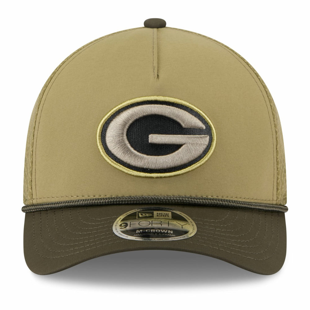 Green Bay Packers New Era Youth 2025 Salute to Service 9FORTY A-Frame Adjustable Hat Green/Dark Green - NFL
