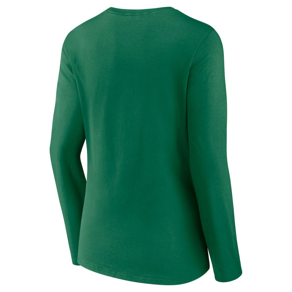 Philadelphia Eagles Women's Super Bowl LIX Champions Retro Logo Long Sleeve V-Neck T-Shirt Kelly Green - Fanatics