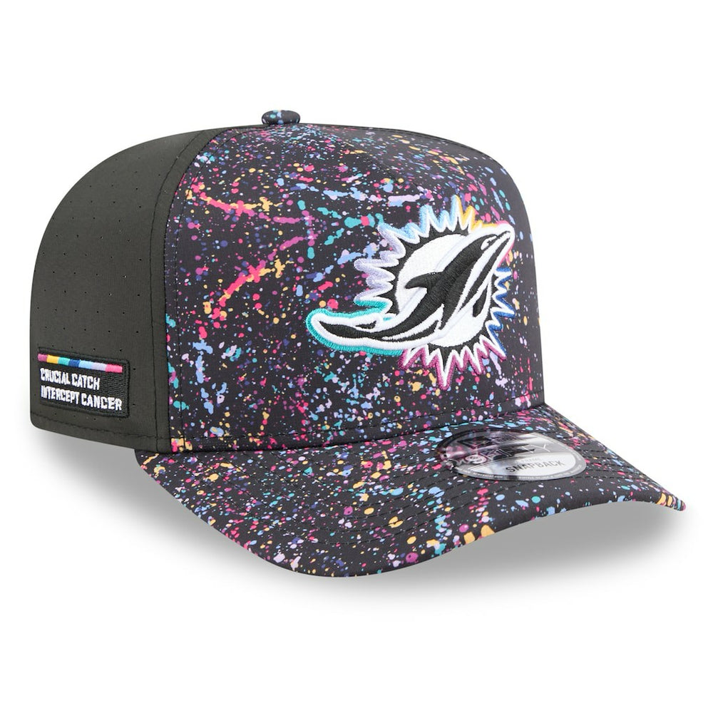 Miami Dolphins New Era 2025 NFL Crucial Catch A-Frame 9FIFTY Snapback Hat Black - NFL